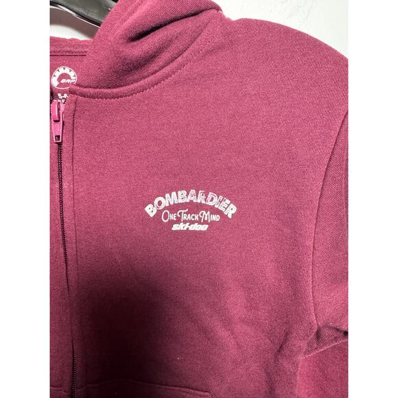Brand New BRP Ski-doo Burgundy Zip UP Hoodie Jacket Kids Size 5-6 - Picture 2 of 13